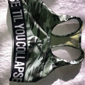 Till you collapse camo sports bra medium